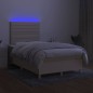 vidaXL Cama box spring con colchón y LED tela crema 120x200 cm vidaXL Cama box spring con colchón y LED tela crema 120x200 cm