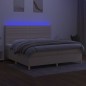 vidaXL Cama box spring colchón y luces LED tela crema 200x200 cm vidaXL Cama box spring colchón y luces LED tela crema 200x200 cm