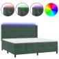 vidaXL Cama box spring colchón y LED terciopelo verde oscuro 200x200cm vidaXL Cama box spring colchón y LED terciopelo verde oscuro 200x200cm