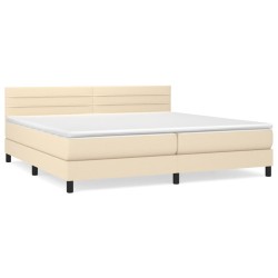 vidaXL Cama box spring con colchón tela color crema 200x200 cm
