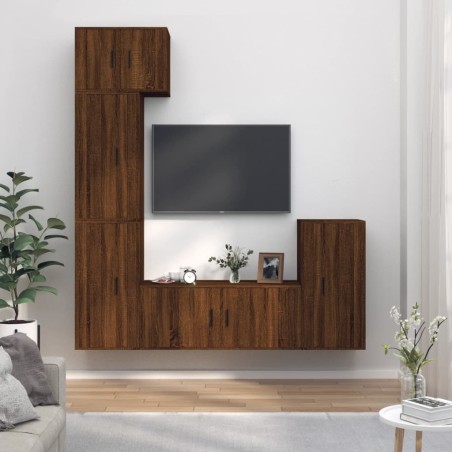 vidaXL Set de muebles para TV 5 pzas madera contrachapada roble marrón
