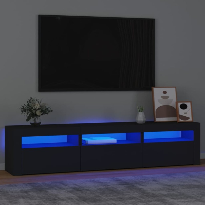 vidaXL Mueble de TV con luces LED negro 180x35x40 cm vidaXL Mueble de TV con luces LED negro 180x35x40 cm