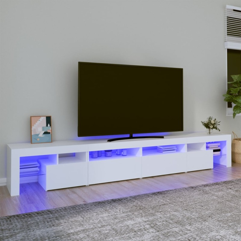 vidaXL Mueble de TV con luces LED blanco 260x36,5x40 cm vidaXL Mueble de TV con luces LED blanco 260x36,5x40 cm