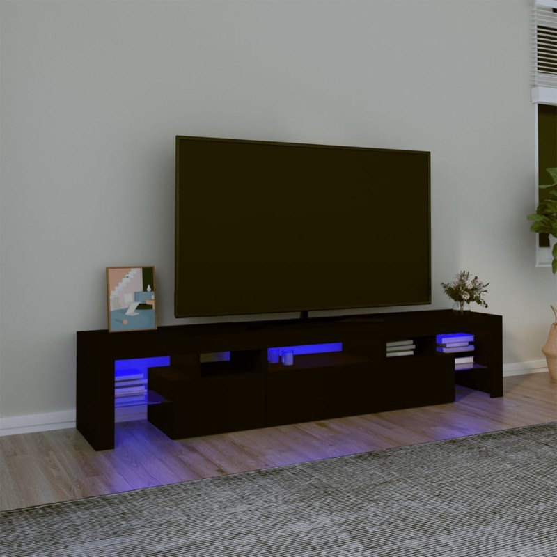 vidaXL Mueble de TV con luces LED Negro 200x36,5x40 cm vidaXL Mueble de TV con luces LED Negro 200x36,5x40 cm