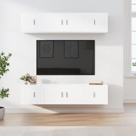 vidaXL Set de muebles para TV 6 piezas madera contrachapada blanco