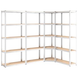 vidaXL Estantería 5 niveles 4 uds acero madera contrachapada plateado