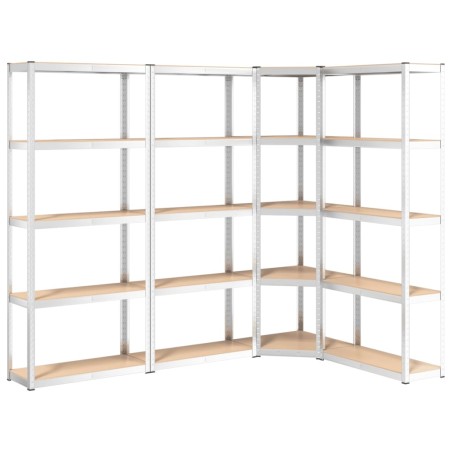 vidaXL Estantería 5 niveles 4 uds acero madera contrachapada plateado