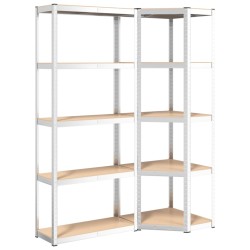 vidaXL Estantería 5 niveles 2 uds acero madera contrachapada plateado