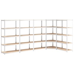 vidaXL Estantería 5 niveles 5 uds acero madera contrachapada plateado