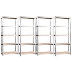 vidaXL Estantería 5 niveles 4 uds acero madera contrachapada plateado