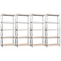 vidaXL Estantería 5 niveles 4 uds acero madera contrachapada plateado vidaXL Estantería 5 niveles 4 uds acero madera contrachapada plateado