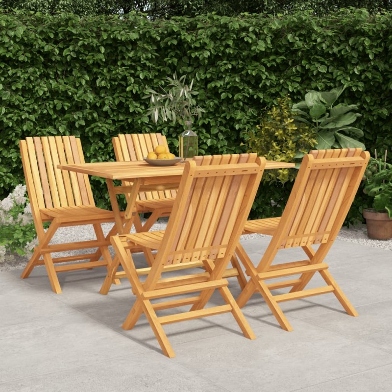 vidaXL Juego de comedor para jardín 5 piezas madera maciza de teca vidaXL Juego de comedor para jardín 5 piezas madera maciza de teca