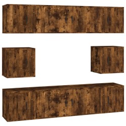 vidaXL Set de muebles de TV 8 pzas madera contrachapada roble ahumado