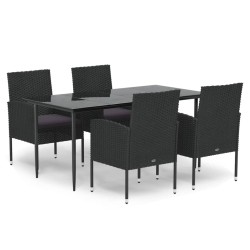 vidaXL Set de muebles jardín 5 pzas con cojines ratán sintético negro