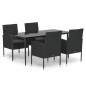 vidaXL Set de muebles jardín 5 pzas con cojines ratán sintético negro