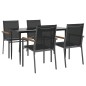 vidaXL Juego de comedor para jardín 5 piezas acero y textilene negro vidaXL Juego de comedor para jardín 5 piezas acero y textilene negro