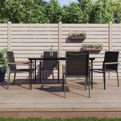 vidaXL Juego de comedor para jardín 5 piezas acero y textilene negro