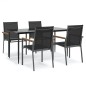vidaXL Juego de comedor para jardín 5 piezas acero y textilene negro vidaXL Juego de comedor para jardín 5 piezas acero y textilene negro