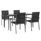vidaXL Juego de comedor para jardín 5 piezas acero y textilene negro vidaXL Juego de comedor para jardín 5 piezas acero y textilene negro