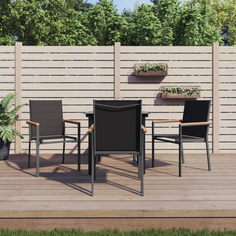 vidaXL Juego de comedor para jardín 5 piezas acero y textilene negro vidaXL Juego de comedor para jardín 5 piezas acero y textilene negro