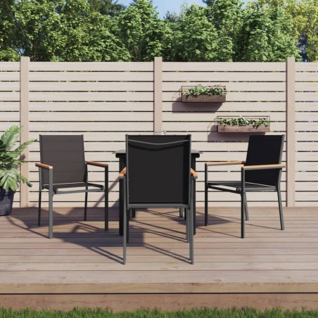 vidaXL Juego de comedor para jardín 5 piezas acero y textilene negro