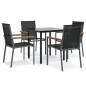 vidaXL Juego de comedor para jardín 5 piezas acero y textilene negro vidaXL Juego de comedor para jardín 5 piezas acero y textilene negro