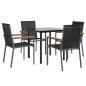 vidaXL Juego de comedor para jardín 5 piezas acero y textilene negro vidaXL Juego de comedor para jardín 5 piezas acero y textilene negro