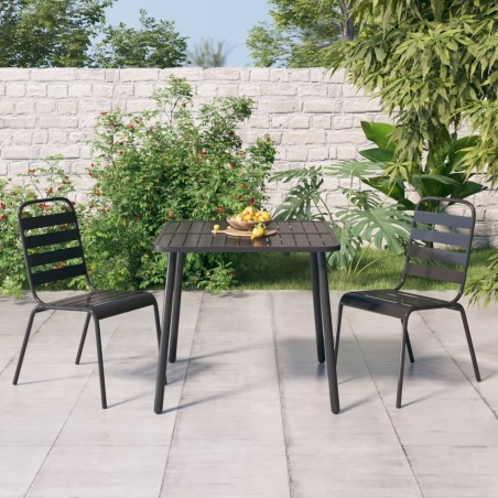 vidaXL Juego de comedor de jardín 3 piezas acero gris antracita
