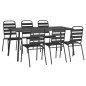 vidaXL Juego de comedor de jardín 7 piezas acero gris antracita