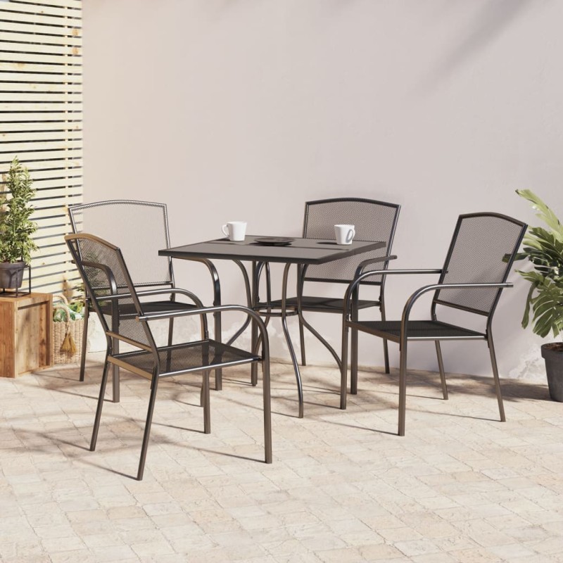 vidaXL Juego de comedor de jardín 5 piezas acero gris antracita vidaXL Juego de comedor de jardín 5 piezas acero gris antracita