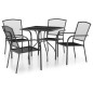 vidaXL Juego de comedor de jardín 5 piezas acero gris antracita vidaXL Juego de comedor de jardín 5 piezas acero gris antracita