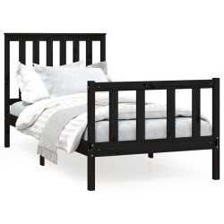 vidaXL Estructura de cama con cabecero madera de pino negro 100x200cm