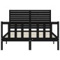 vidaXL Estructura cama de matrimonio con cabecero madera maciza negra vidaXL Estructura cama de matrimonio con cabecero madera maciza negra