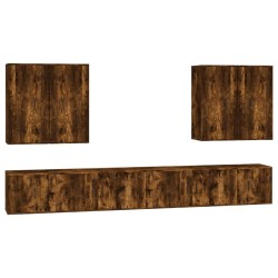 vidaXL Set de muebles de TV 8 pzas madera contrachapada roble ahumado