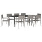 vidaXL Juego de comedor jardín 9 pzas ratán sintético acero gris negro