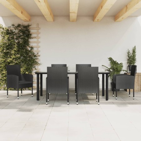 vidaXL Juego de comedor de jardín 7 pzas ratán sintético y acero negro