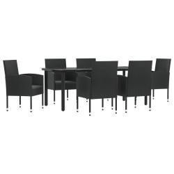 vidaXL Juego de comedor de jardín 7 pzas ratán sintético y acero negro