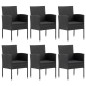 vidaXL Juego de comedor de jardín 7 pzas ratán sintético y acero negro