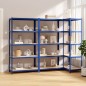 vidaXL Estantería 5 niveles 3 uds acero y madera contrachapada azul vidaXL Estantería 5 niveles 3 uds acero y madera contrachapada azul