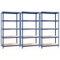 vidaXL Estantería 5 niveles 3 uds acero y madera contrachapada azul vidaXL Estantería 5 niveles 3 uds acero y madera contrachapada azul
