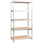 vidaXL Estantería 5 niveles 3 uds acero madera contrachapada plateado vidaXL Estantería 5 niveles 3 uds acero madera contrachapada plateado