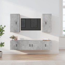 vidaXL Set de muebles de TV 5 pzas madera contrachapada gris hormigón