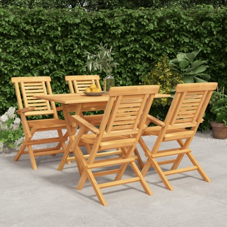 vidaXL Juego de comedor para jardín 5 piezas madera maciza de teca