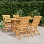 vidaXL Juego de comedor para jardín 5 piezas madera maciza de teca vidaXL Juego de comedor para jardín 5 piezas madera maciza de teca