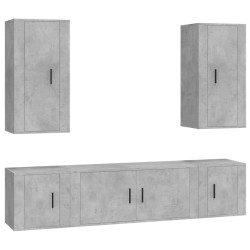 vidaXL Set de muebles de TV 5 pzas madera contrachapada gris hormigón