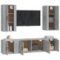 vidaXL Set de muebles de TV 5 pzas madera contrachapada gris hormigón
