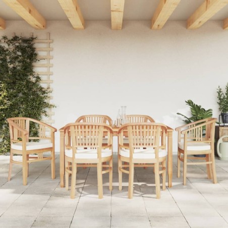 vidaXL Juego de comedor de jardín 7 piezas madera maciza de teca