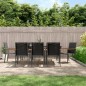 vidaXL Juego de comedor para jardín 9 piezas acero y textilene negro