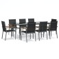 vidaXL Juego de comedor para jardín 9 piezas acero y textilene negro