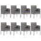 vidaXL Juego de comedor jardín 9 pzas ratán sintético acero gris negro